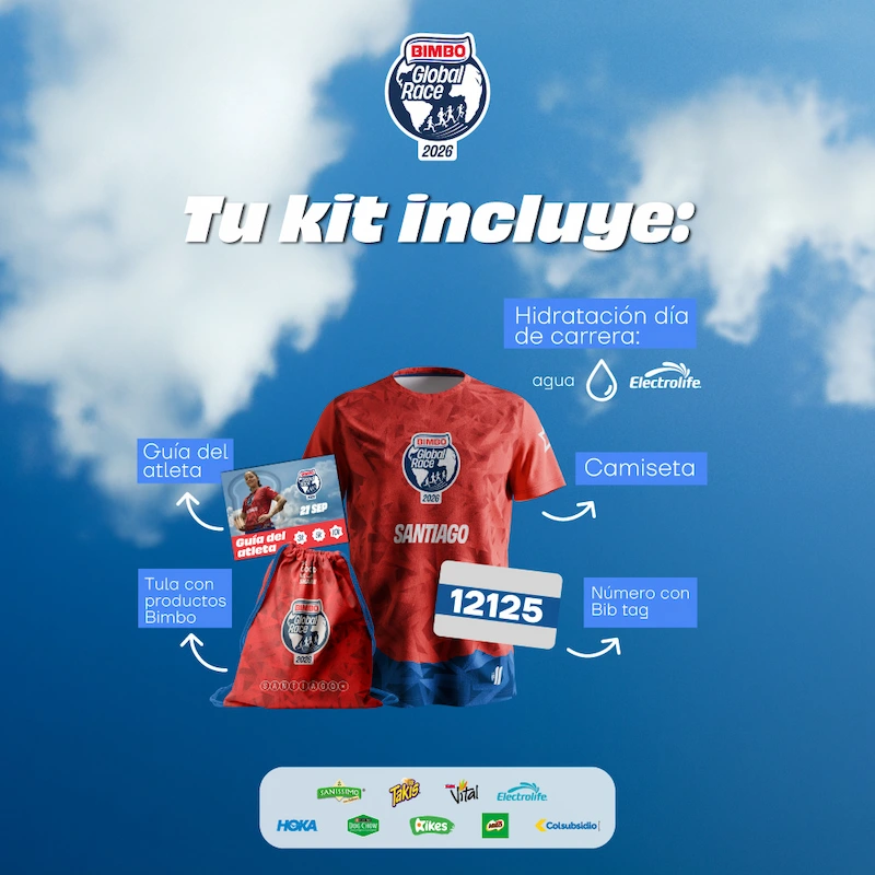 Qué contiene tu kit de la carrera Bimbo Global Race 2026